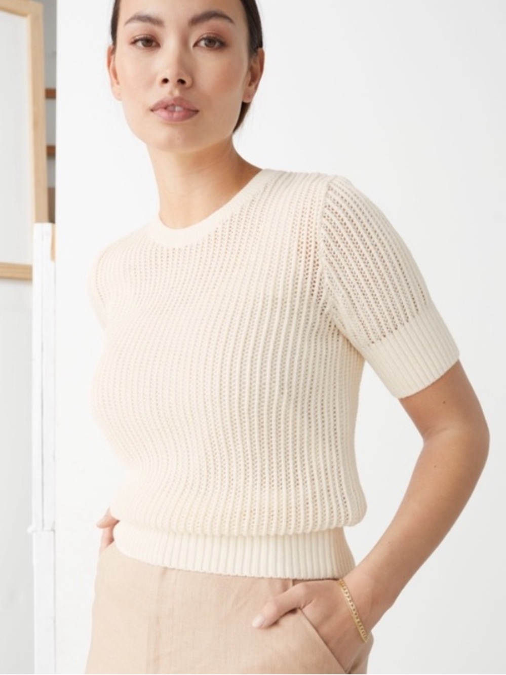 & Other Stories Open Crochet Knit Top